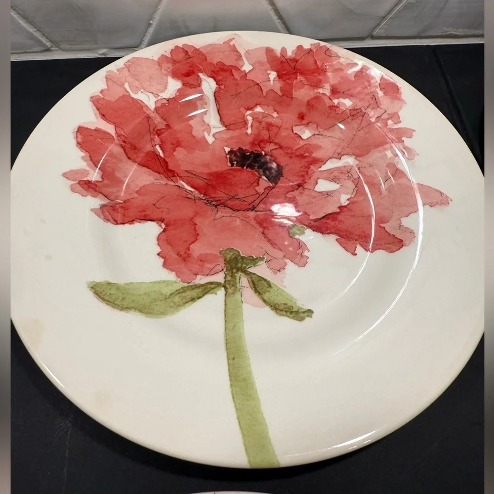 Royal Stanford Red Poppy Set Of 4 Dessert / Salad Plates England Vibrant